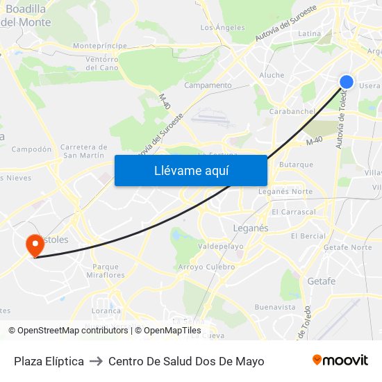 Plaza Elíptica to Centro De Salud Dos De Mayo map