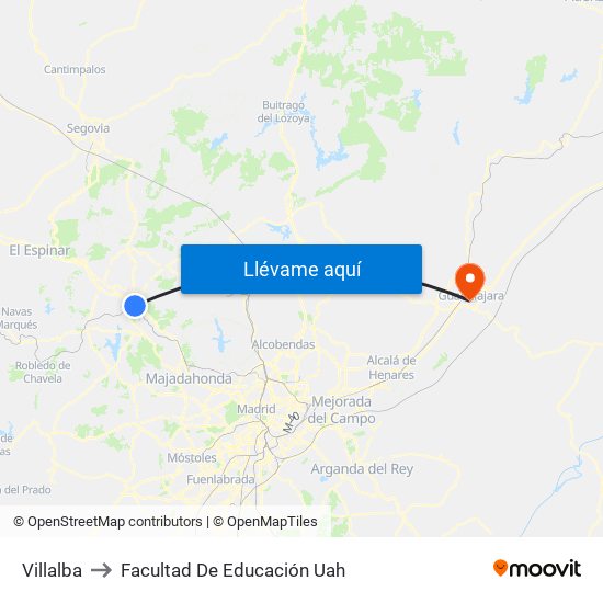 Villalba to Facultad De Educación Uah map
