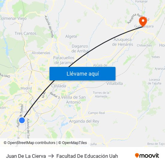 Juan De La Cierva to Facultad De Educación Uah map