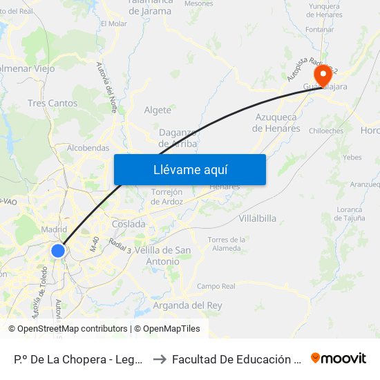 P.º De La Chopera - Legazpi to Facultad De Educación Uah map