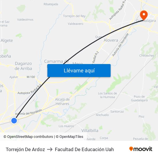 Torrejón De Ardoz to Facultad De Educación Uah map
