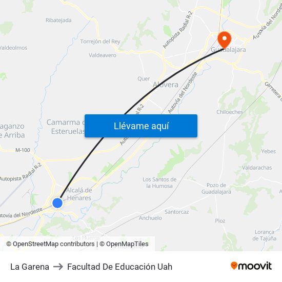 La Garena to Facultad De Educación Uah map