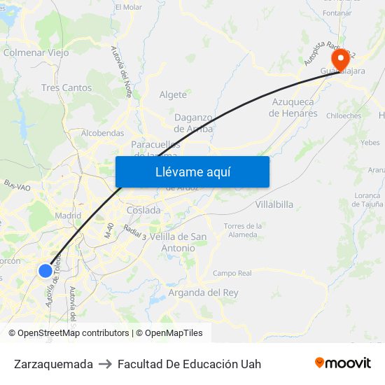 Zarzaquemada to Facultad De Educación Uah map