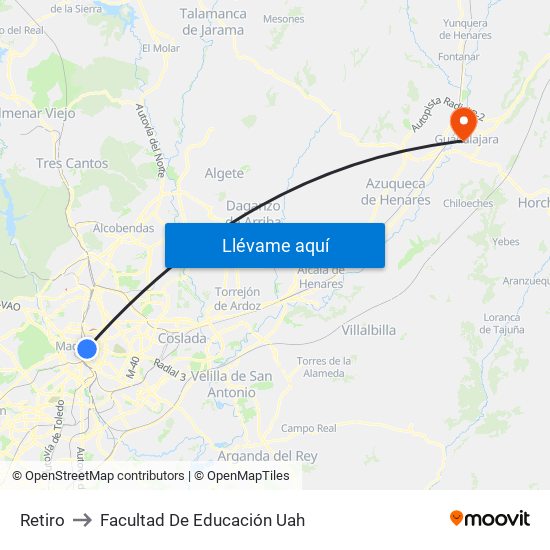 Retiro to Facultad De Educación Uah map