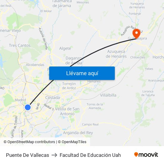 Puente De Vallecas to Facultad De Educación Uah map