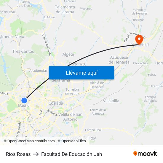 Ríos Rosas to Facultad De Educación Uah map