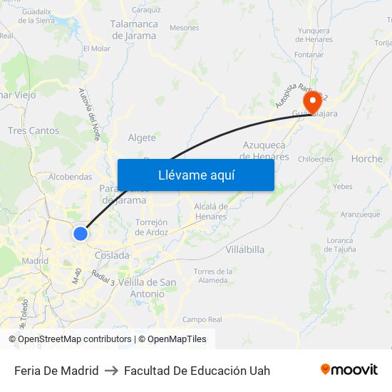 Feria De Madrid to Facultad De Educación Uah map
