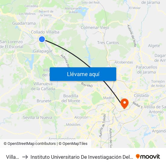 Villalba to Instituto Universitario De Investiagación Del Automovil map