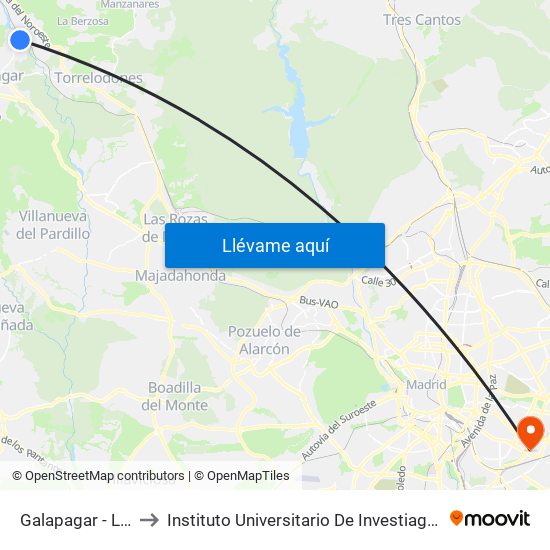Galapagar - La Navata to Instituto Universitario De Investiagación Del Automovil map