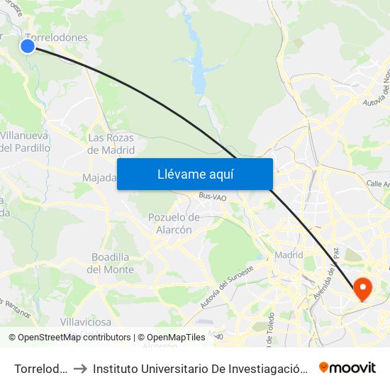 Torrelodones to Instituto Universitario De Investiagación Del Automovil map