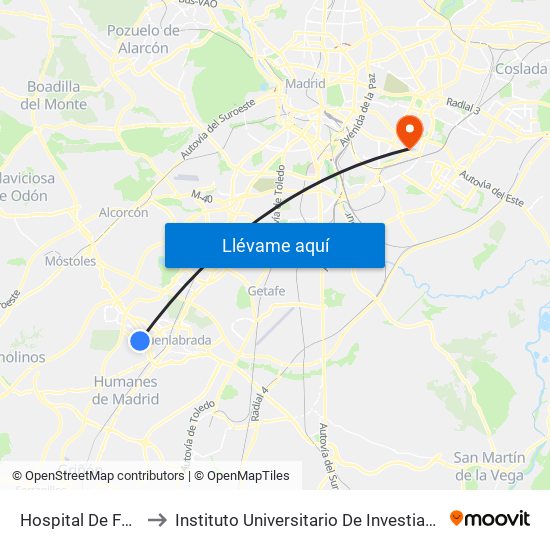 Hospital De Fuenlabrada to Instituto Universitario De Investiagación Del Automovil map