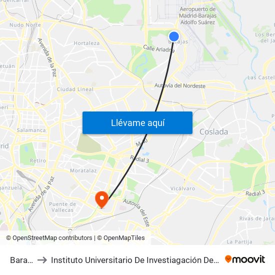 Barajas to Instituto Universitario De Investiagación Del Automovil map