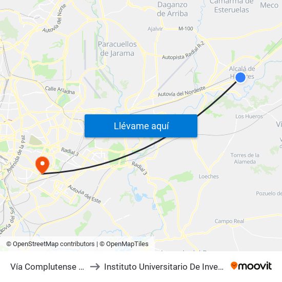 Vía Complutense - Pintor Picasso to Instituto Universitario De Investiagación Del Automovil map