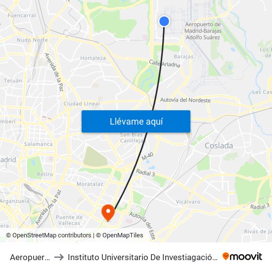 Aeropuerto T4 to Instituto Universitario De Investiagación Del Automovil map