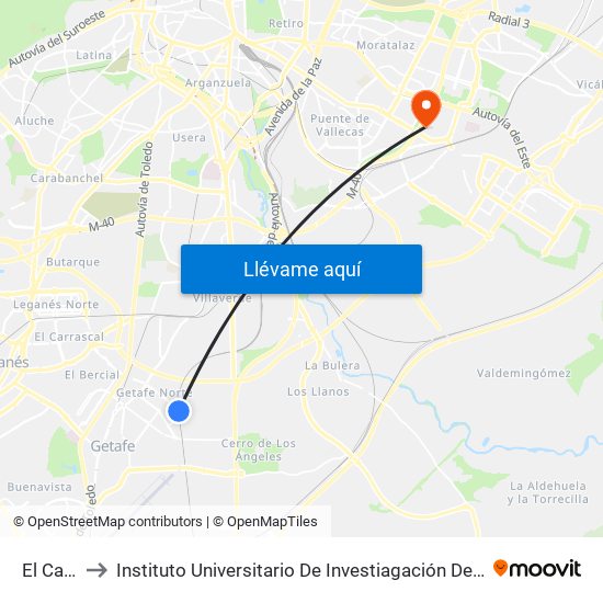 El Casar to Instituto Universitario De Investiagación Del Automovil map