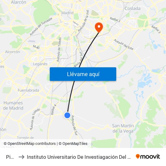 Pinto to Instituto Universitario De Investiagación Del Automovil map