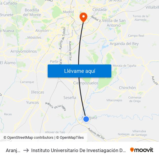 Aranjuez to Instituto Universitario De Investiagación Del Automovil map