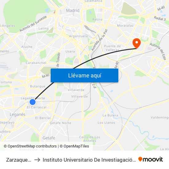 Zarzaquemada to Instituto Universitario De Investiagación Del Automovil map
