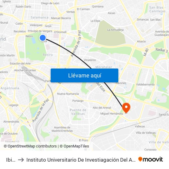 Ibiza to Instituto Universitario De Investiagación Del Automovil map