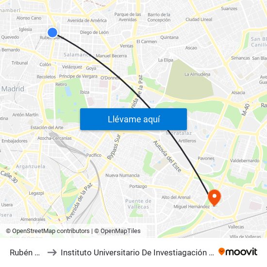 Rubén Darío to Instituto Universitario De Investiagación Del Automovil map
