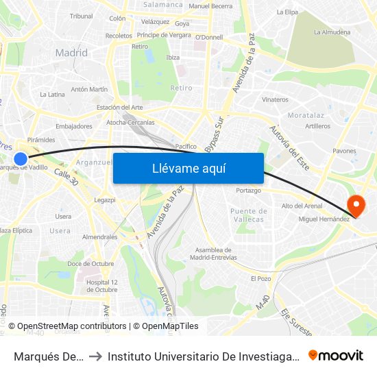 Marqués De Vadillo to Instituto Universitario De Investiagación Del Automovil map