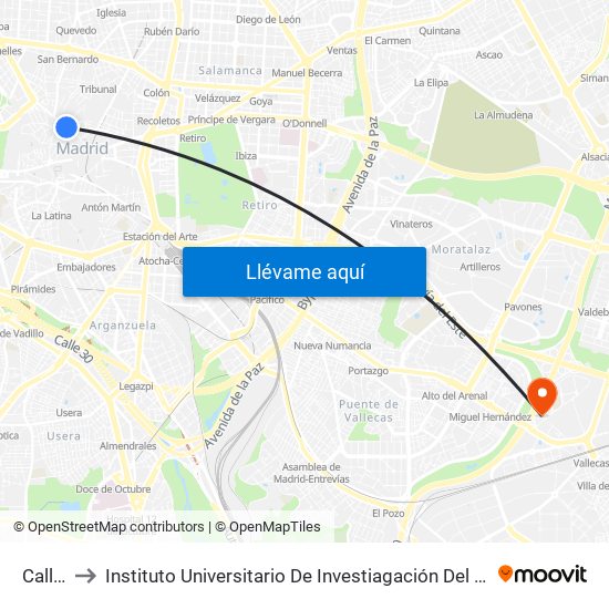 Callao to Instituto Universitario De Investiagación Del Automovil map