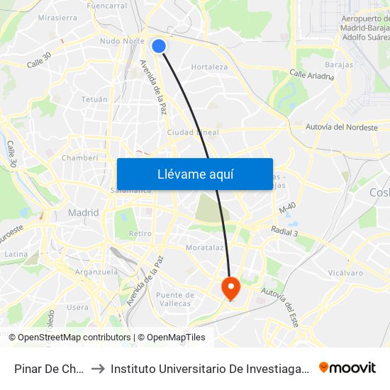 Pinar De Chamartín to Instituto Universitario De Investiagación Del Automovil map