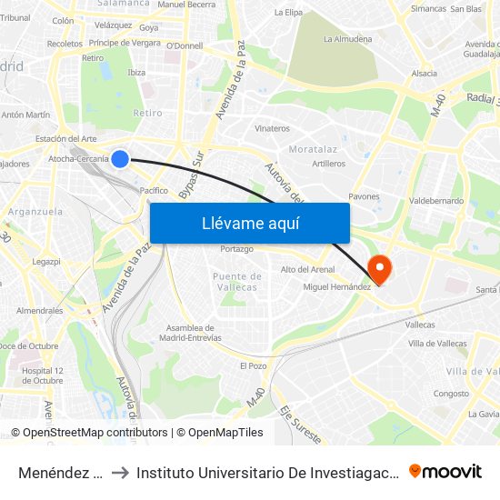 Menéndez Pelayo to Instituto Universitario De Investiagación Del Automovil map