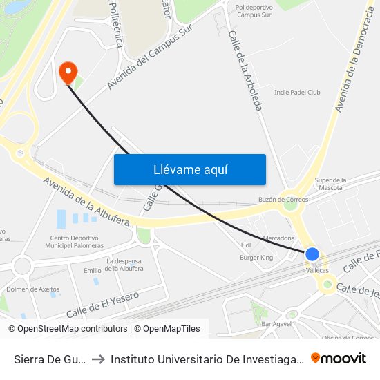 Sierra De Guadalupe to Instituto Universitario De Investiagación Del Automovil map
