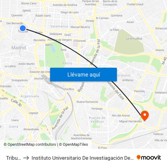 Tribunal to Instituto Universitario De Investiagación Del Automovil map