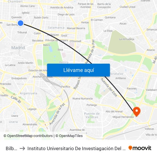 Bilbao to Instituto Universitario De Investiagación Del Automovil map