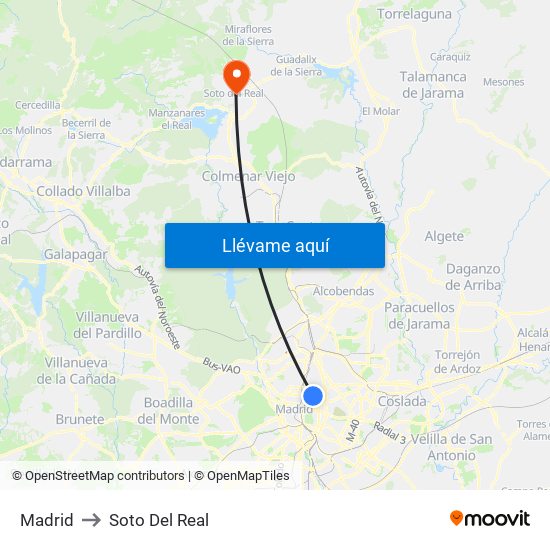 Madrid to Soto Del Real map