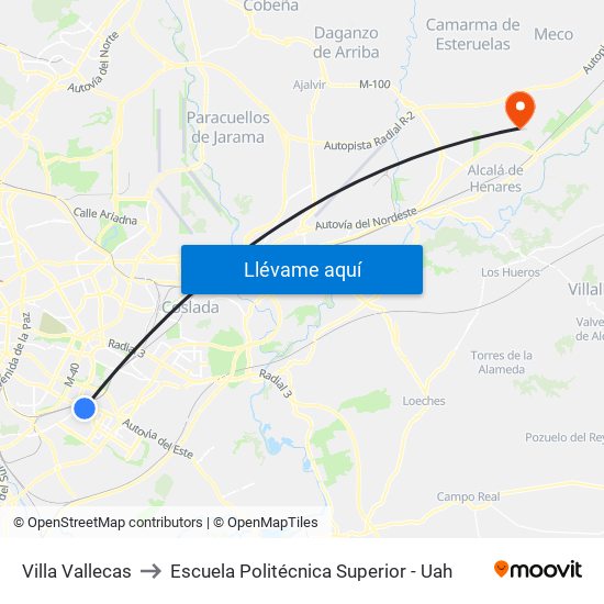 Villa Vallecas to Escuela Politécnica Superior - Uah map