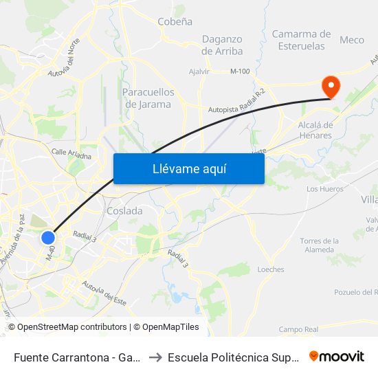 Fuente Carrantona - García Tapia to Escuela Politécnica Superior - Uah map