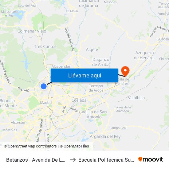 Betanzos - Avenida De La Ilustración to Escuela Politécnica Superior - Uah map