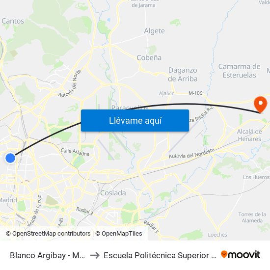 Blanco Argibay - Müller to Escuela Politécnica Superior - Uah map