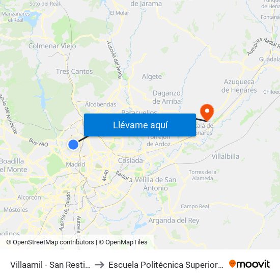 Villaamil - San Restituto to Escuela Politécnica Superior - Uah map