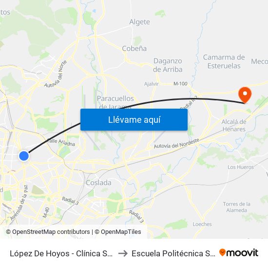 López De Hoyos - Clínica San Juan De Dios to Escuela Politécnica Superior - Uah map