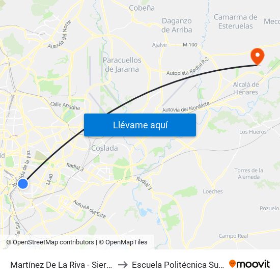 Martínez De La Riva - Sierra Carbonera to Escuela Politécnica Superior - Uah map