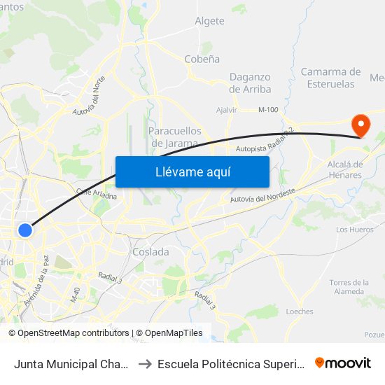 Junta Municipal Chamartín to Escuela Politécnica Superior - Uah map
