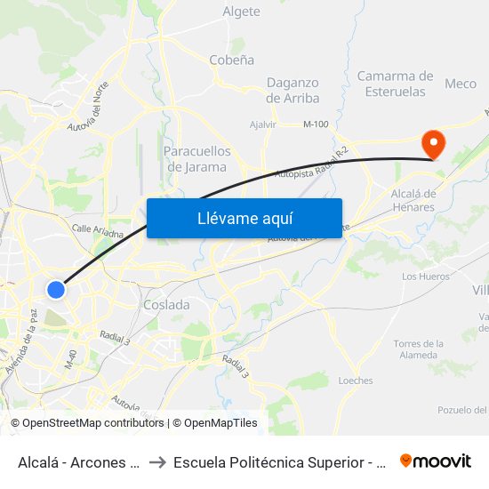 Alcalá - Arcones Gil to Escuela Politécnica Superior - Uah map