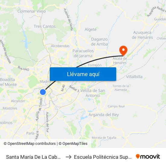 Santa María De La Cabeza - Zújar to Escuela Politécnica Superior - Uah map