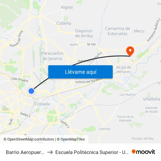 Barrio Aeropuerto to Escuela Politécnica Superior - Uah map