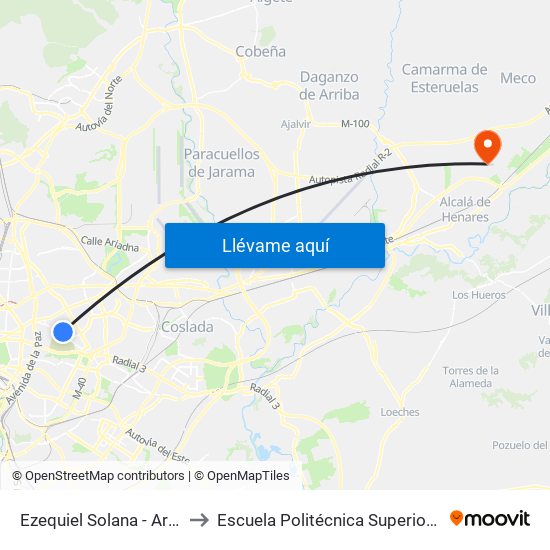 Ezequiel Solana - Arriaga to Escuela Politécnica Superior - Uah map