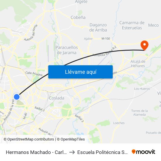 Hermanos Machado - Carlos Hernández to Escuela Politécnica Superior - Uah map