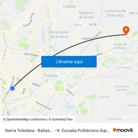 Sierra Toledana - Baltasar Santos to Escuela Politécnica Superior - Uah map