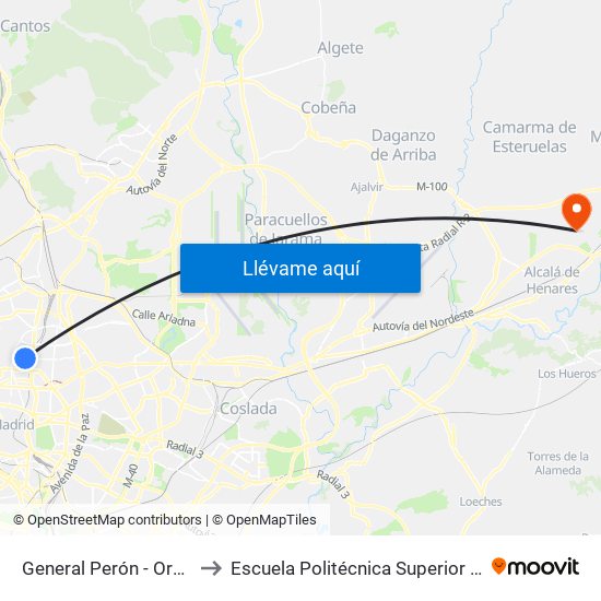 General Perón - Orense to Escuela Politécnica Superior - Uah map