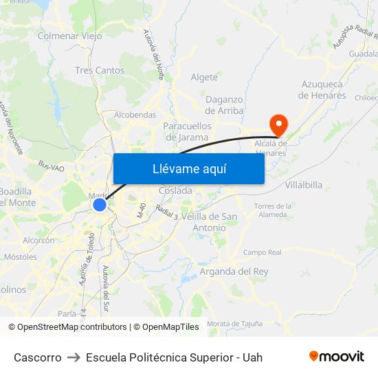 Cascorro to Escuela Politécnica Superior - Uah map