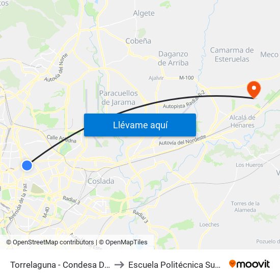Torrelaguna - Condesa De Venadito to Escuela Politécnica Superior - Uah map