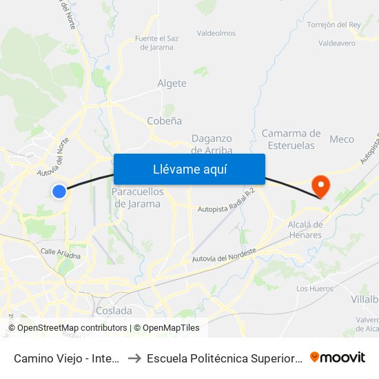Camino Viejo - Intergolf to Escuela Politécnica Superior - Uah map